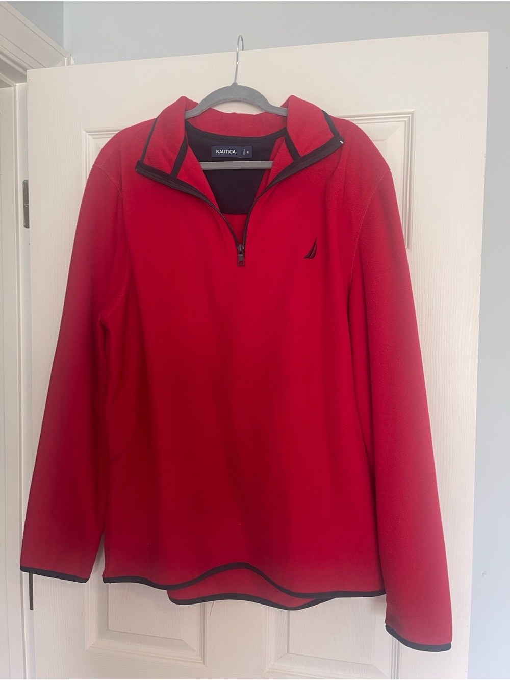 Nautica Red Half-Zip Sweater with Black Trim